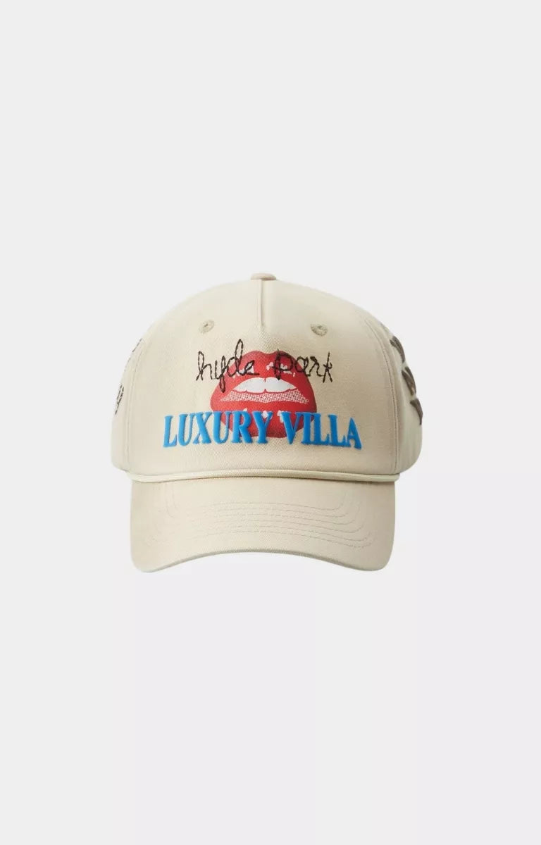 Hyde Park Luxury Resort light khaki cotton stretch cap front view.