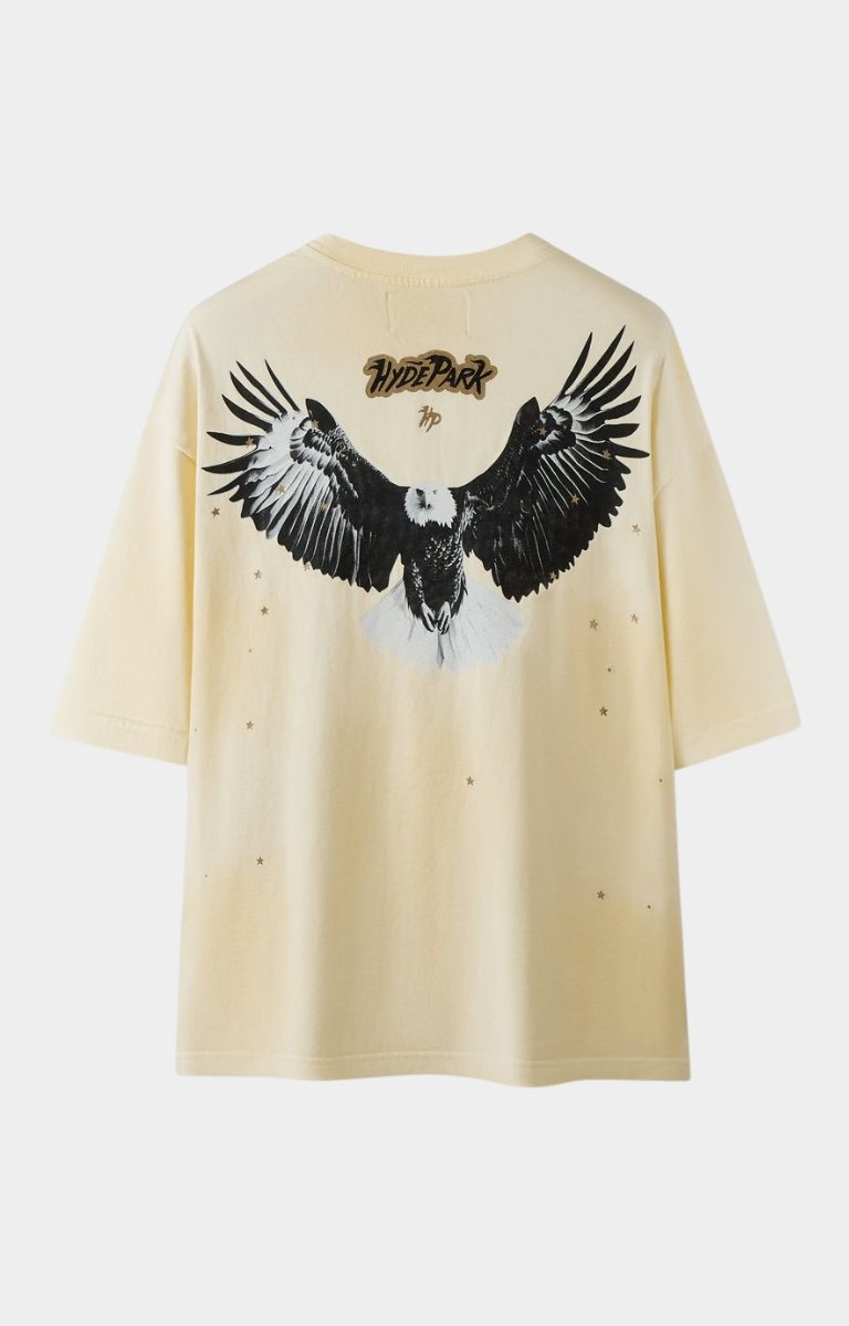 Cream Graphic Tee Hyde Park Motorsport Design Back View 