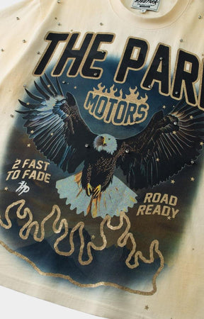 Hyde Park Vintage-style t-shirt with eagle graphic and text on a white background