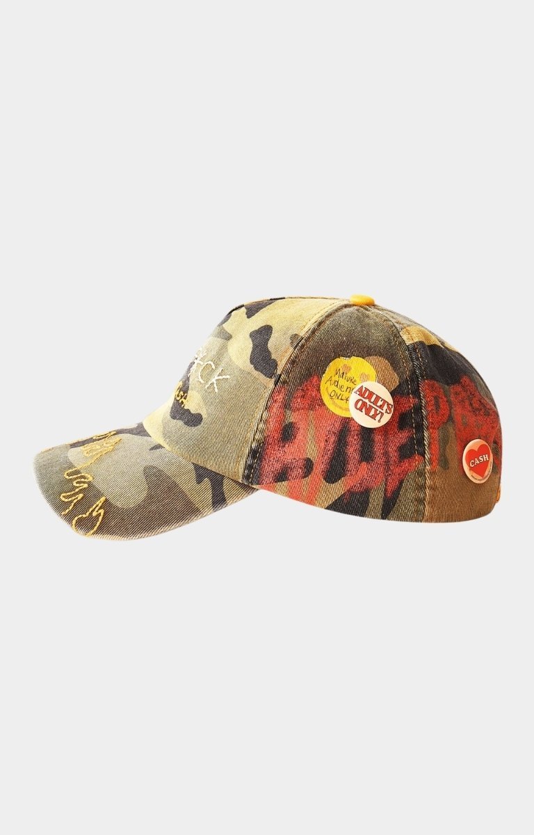 Side view of green camo s.treetwear cap.