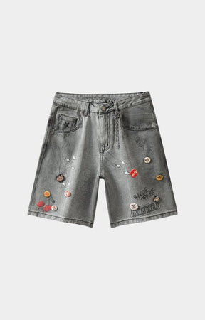 Hyde Park Over Night denim shorts light gray front view.