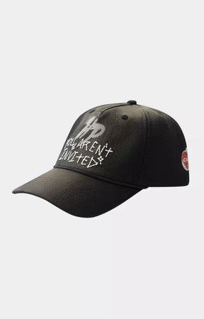 Hyde Park Over Spray black cap angled view luxury urban fashion accessory.