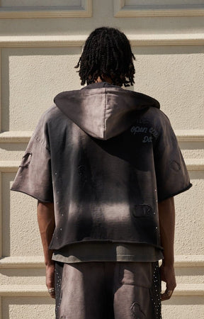 Model wearing Hyde Park Posted Up black hoodie back view.