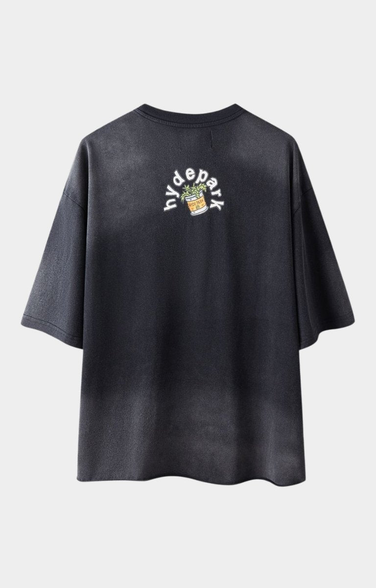 Hyde Park Puffing Spinach T-Shirt Black Oversized back design view 