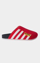 Side view of red white hyde park stripe slides