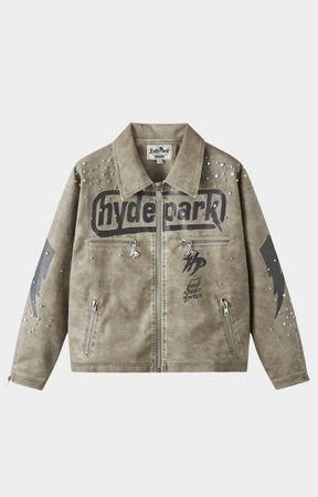 Hyde Park Super Speed Racer Moto Jacket Sand front view