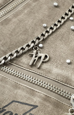 Zipper close-up and Chrome chain accessory detail on Hyde Park Moto Pant