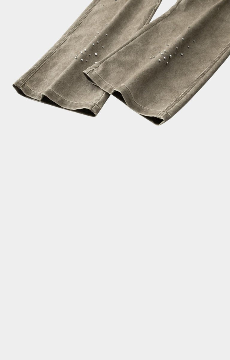 Fabric texture and distressing detail of Moto Pant Sand