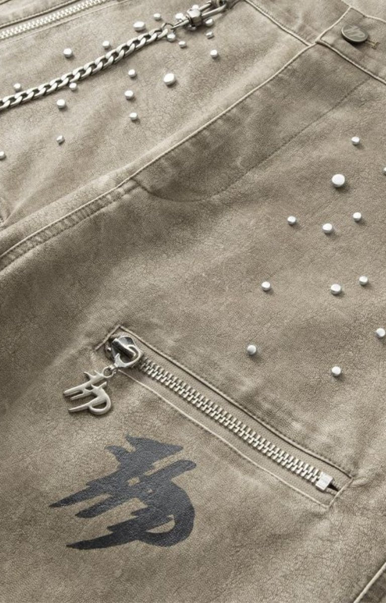 Studded embellishment detail on Hyde Park Pant Sand
