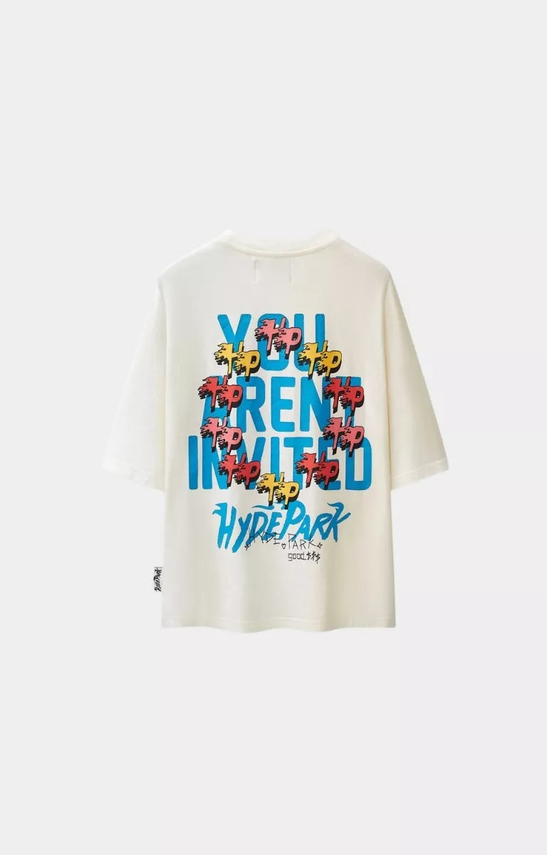 Hyde Park Surrounded by HP White Oversized T-Shirt back view.