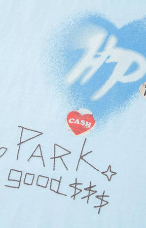 Hyde Park Stencil Heart Oversized Tee - Blue