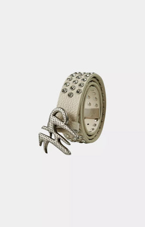 White Hyde Park HP studded leather belt angled product view.
