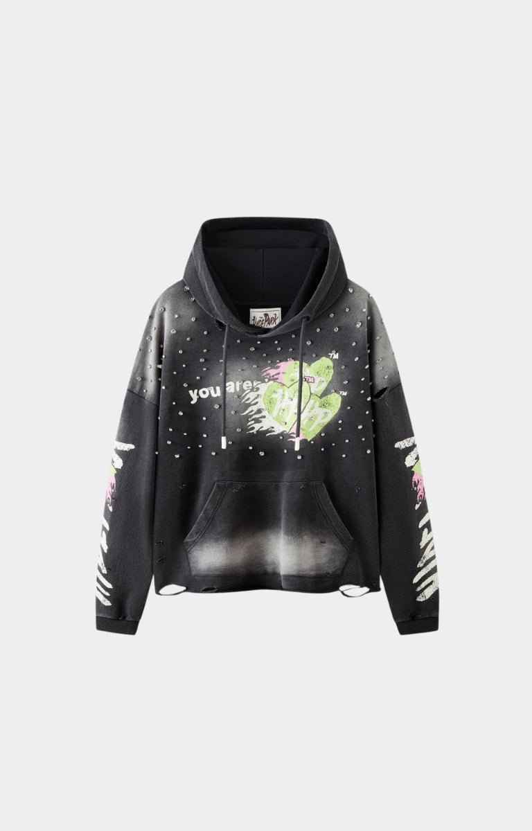 Hyde Park Easy Does It Hoodie 2.0 front view in Black/Green oversized fit