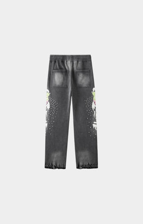 Back view of Hyde Park Easy Does It Pants Green Heart graphic black base
