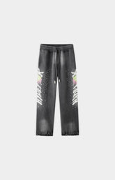 Hyde Park Easy Does It Pants Green Heart front view black cotton streetwear pants