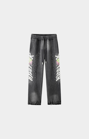 Hyde Park Easy Does It Pants Green Heart front view black cotton streetwear pants