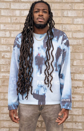 JETLYFE Lost in Motion Graphic Knit Sweater - Blue