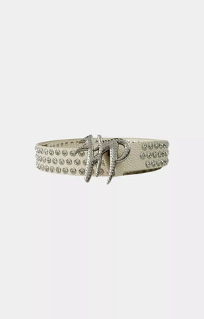 Luxury white rhinestone streetwear belt for men and women.