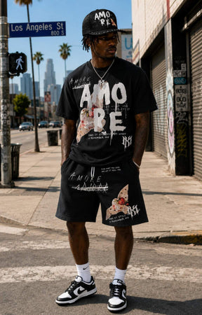 Makobi black graphic tee styled for everyday streetwear.