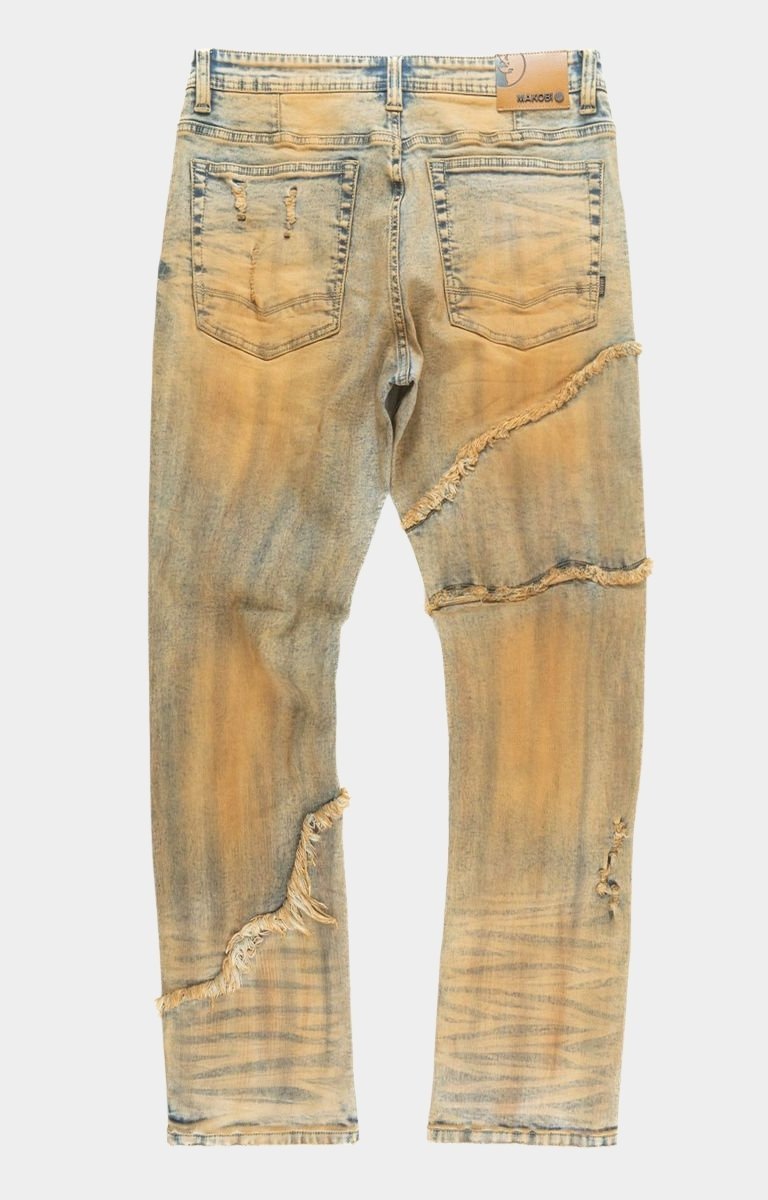 Back view of Makobi Ferdoni Jeans Dirt Wash with rugged finish.