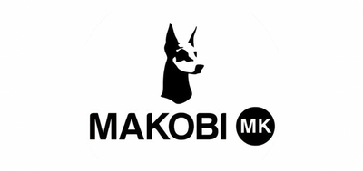 Makobi streetwear logo featuring black dog silhouette and MK initials
