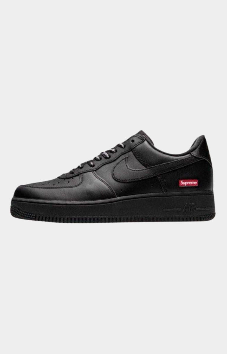 front view of Nike Supreme Air Force 1 Low Black with Swoosh