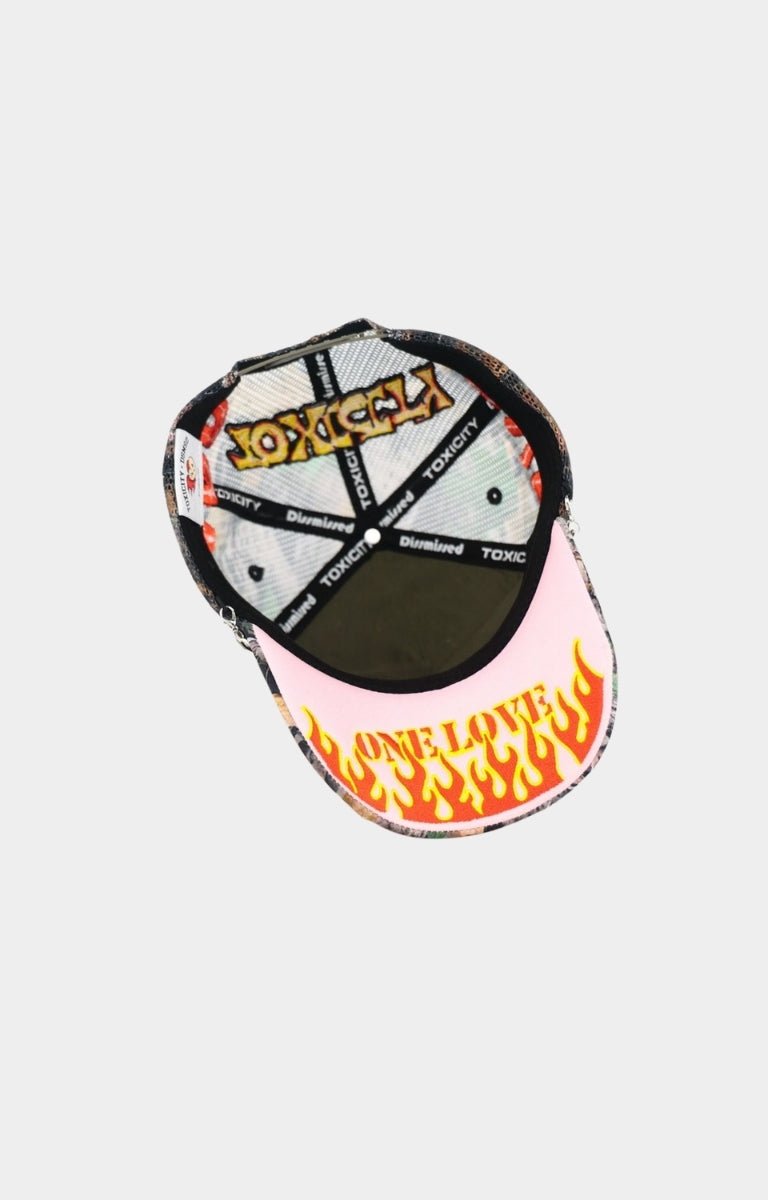 Curved brim detail of Real Tree camo cap.