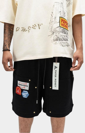 Paper Money Paper States Shorts Black front view