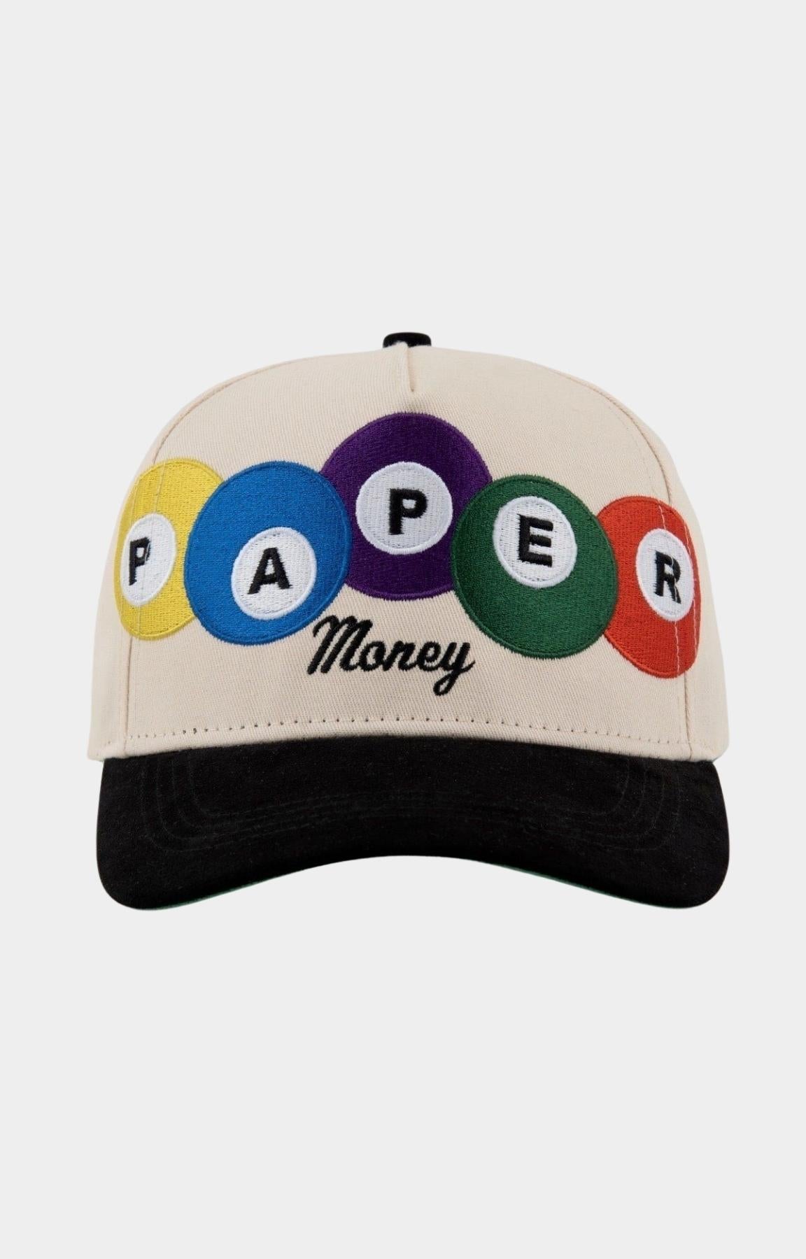 Paper Money Pool Shark Hat Cream front view.