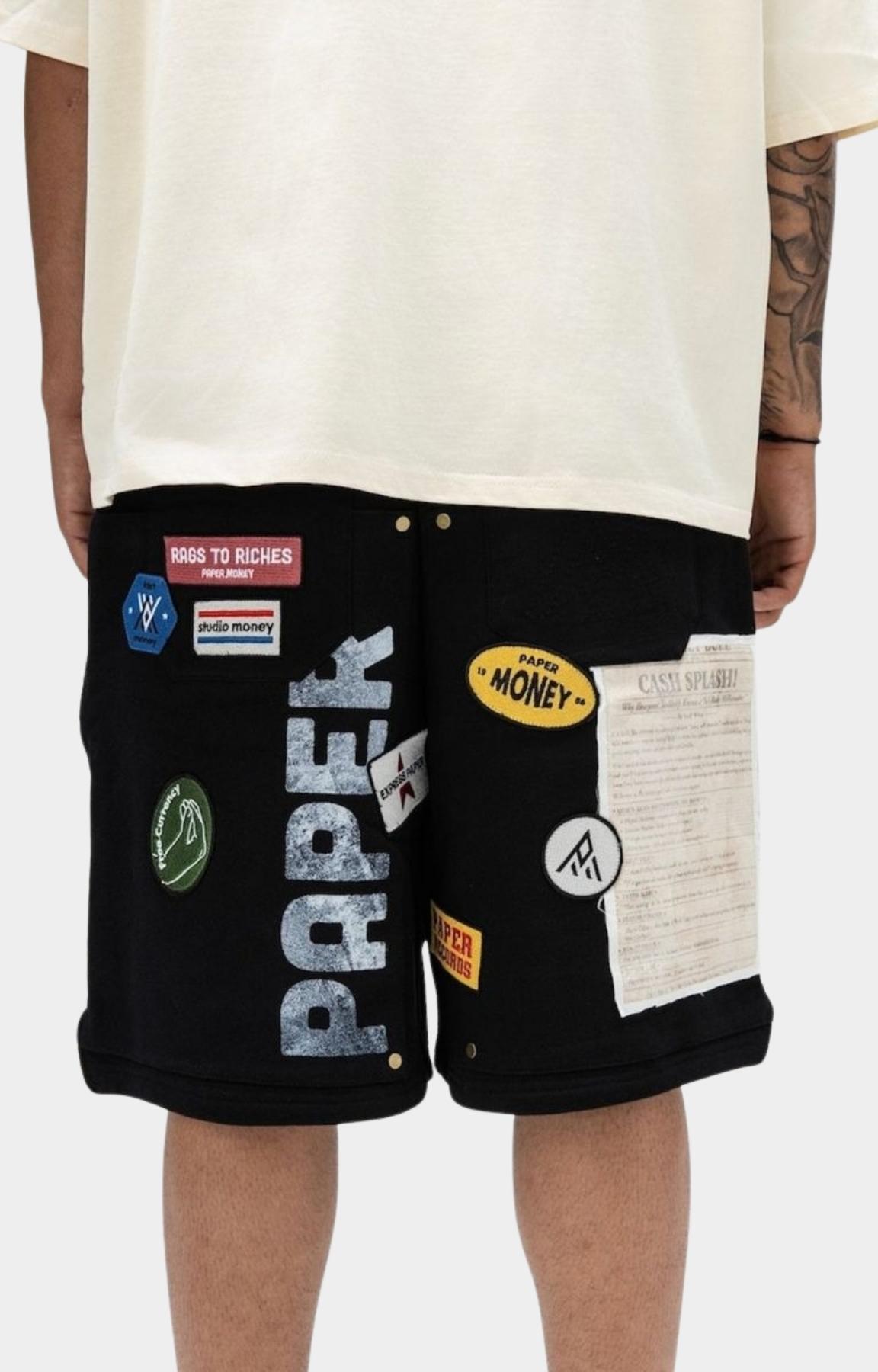 Relaxed fit Paper Money Paper States shorts in black.