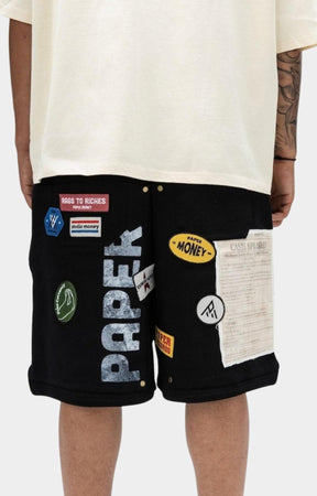 Relaxed fit Paper Money Paper States shorts in black.