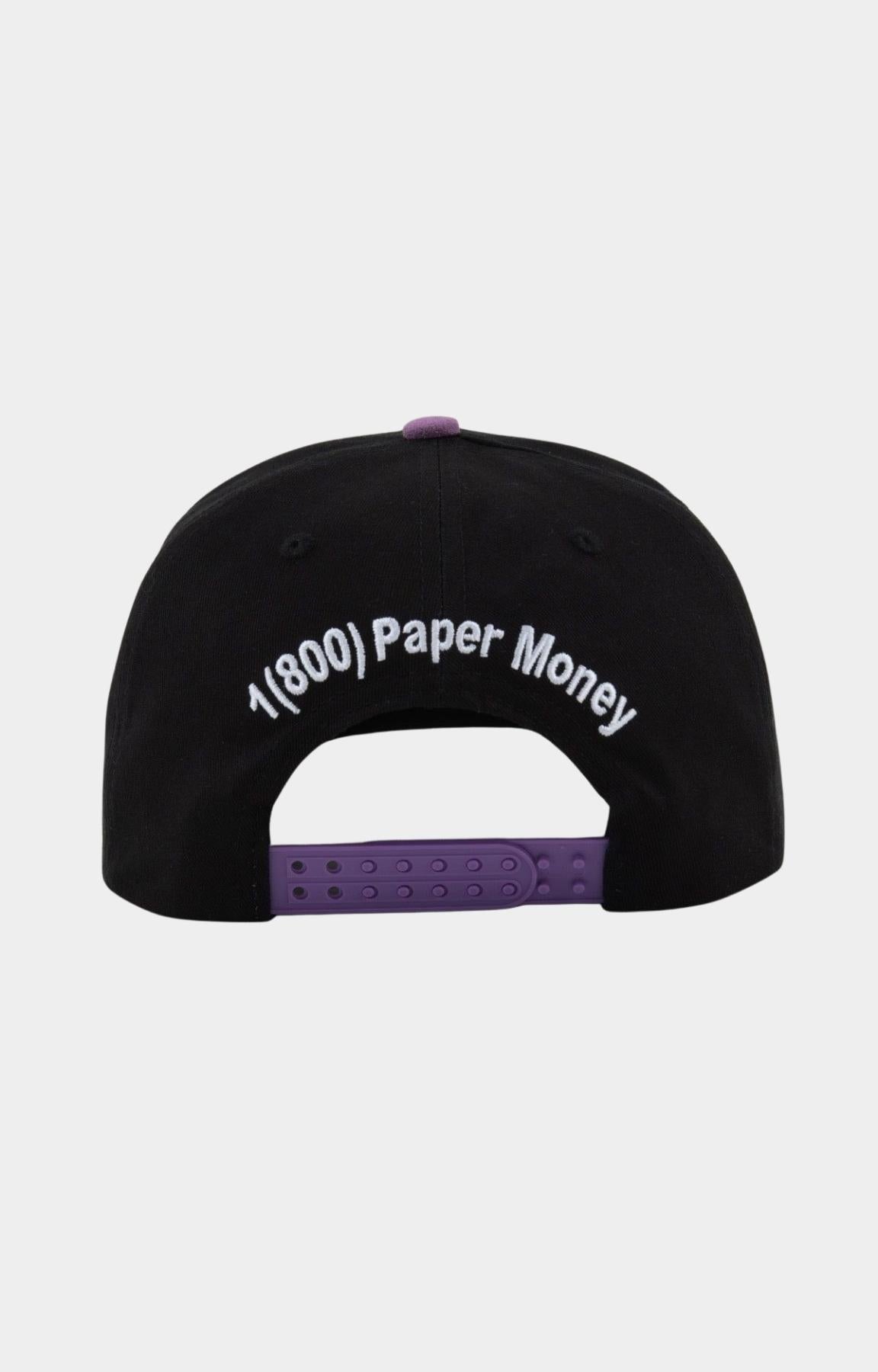 Paper Money black snapback hat featuring retro technology graphics.