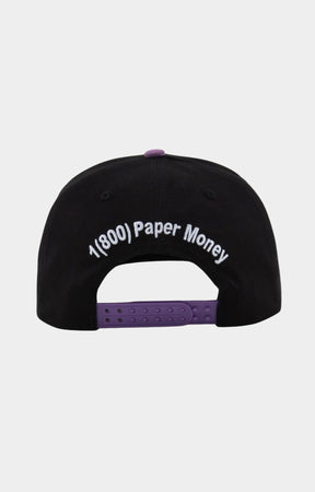 Paper Money black snapback hat featuring retro technology graphics.