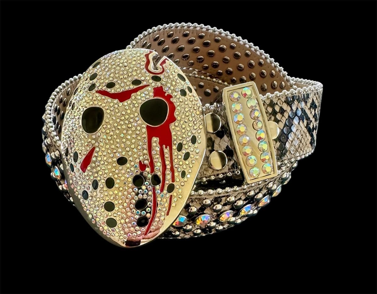 Post Human “Mask Off” Belt | Crystal-Studded Designer Belt