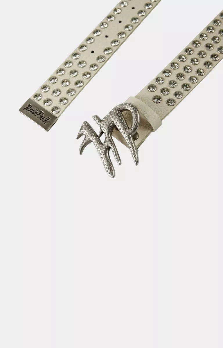 Hyde Park White HP Rhinestone Belt