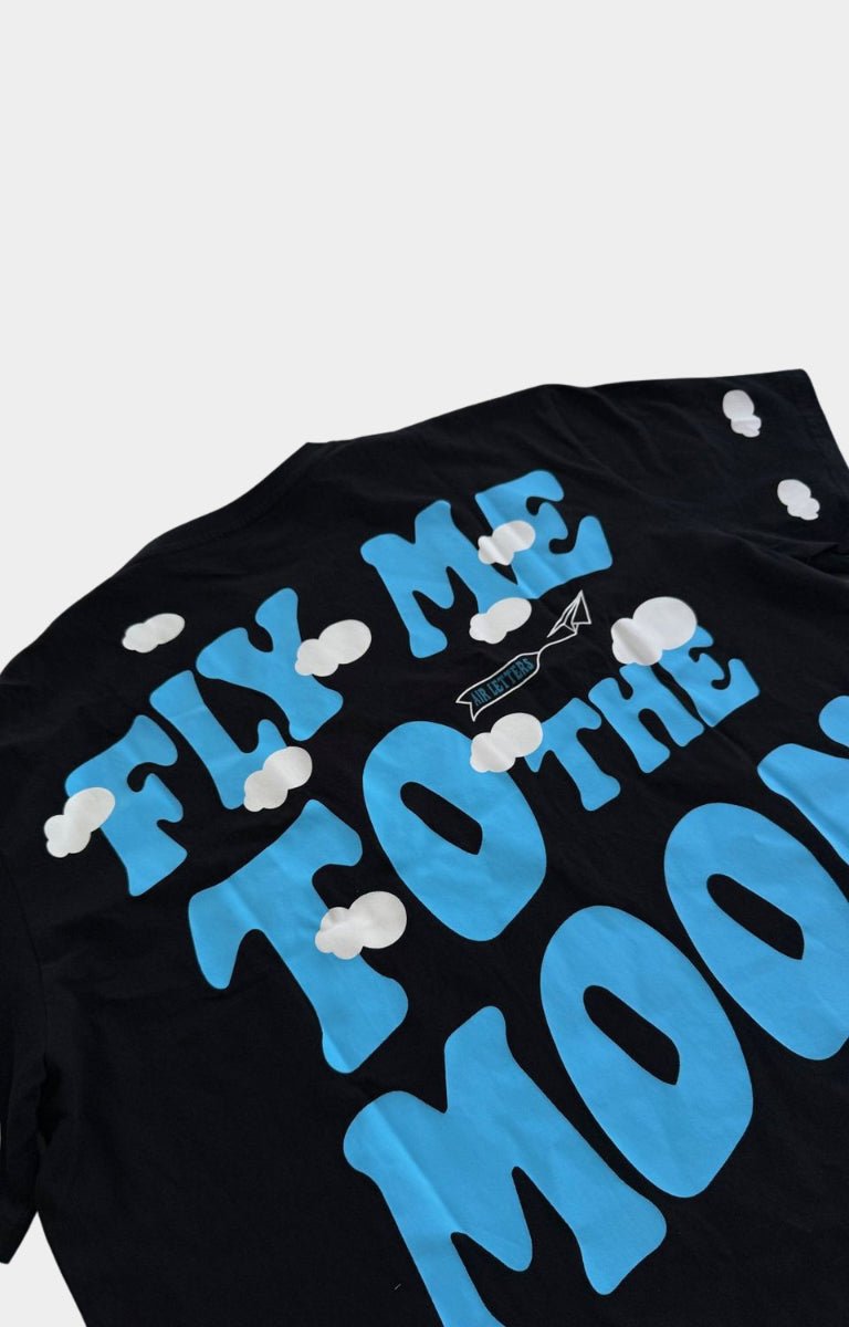 Red Letters Fly Me To The Moon Tee - Black
