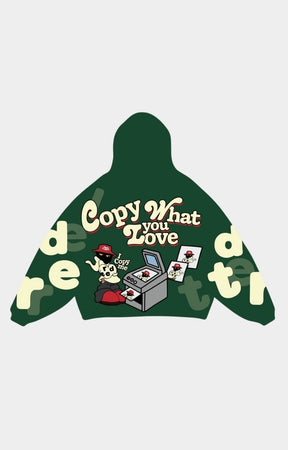 Oversized baggy sleeve fit on Red Letters hoodie