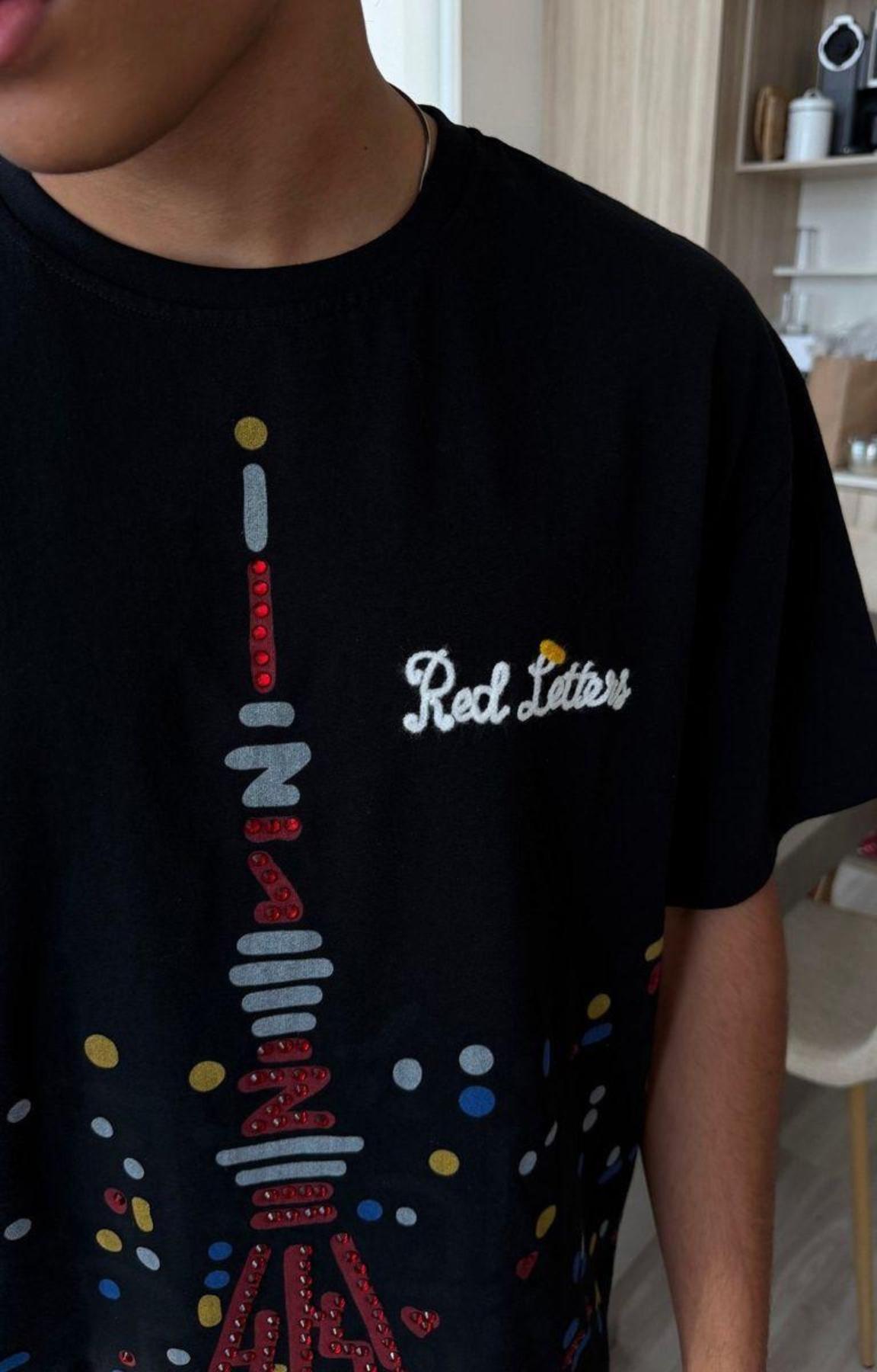 Premium Red Letters cotton tee with embroidered logo detail.