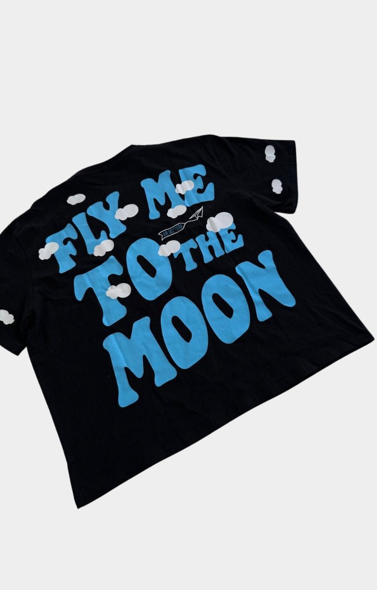 Red Letters Fly Me To The Moon Tee - Black