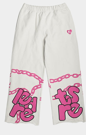 Red Letters Free Our Minds Sweatpants front view relaxed fit.