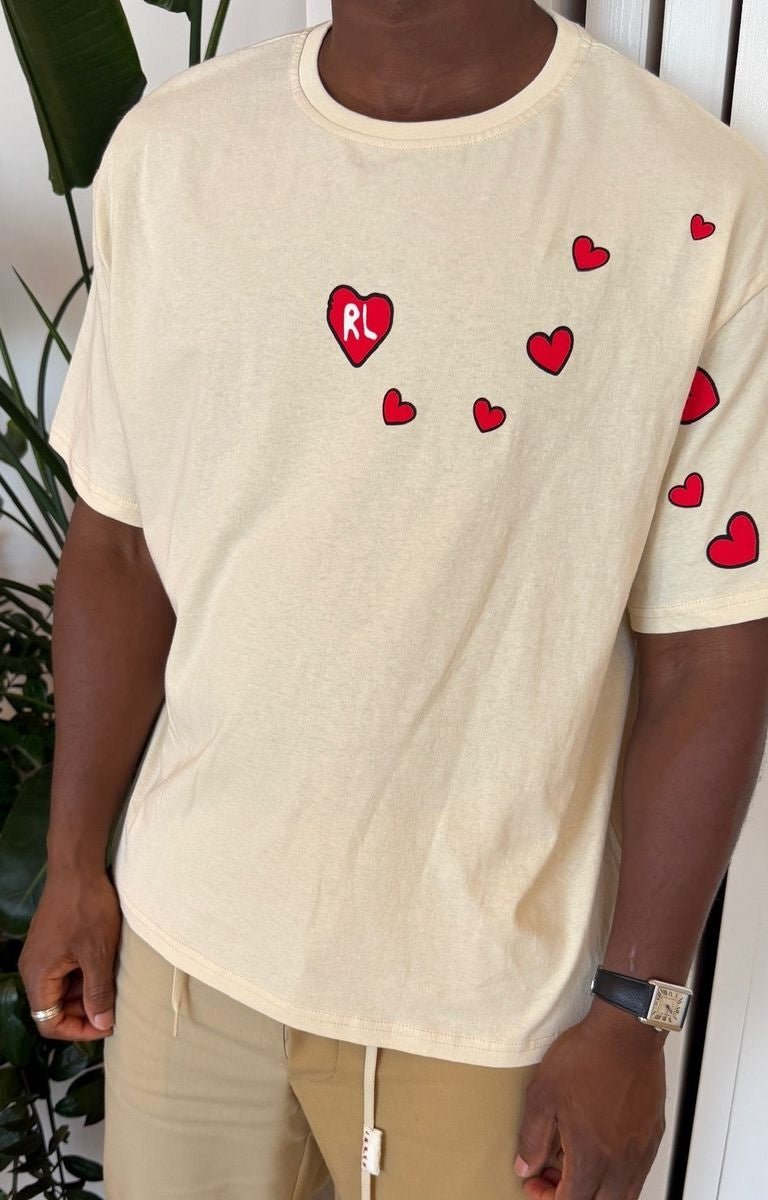 Red Letters Love Letters Tee Off White front view