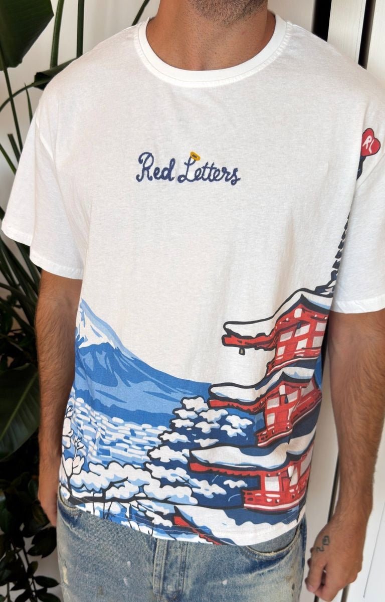 Red Letters Japan Fuji Tee White - Slightly Oversized Tee