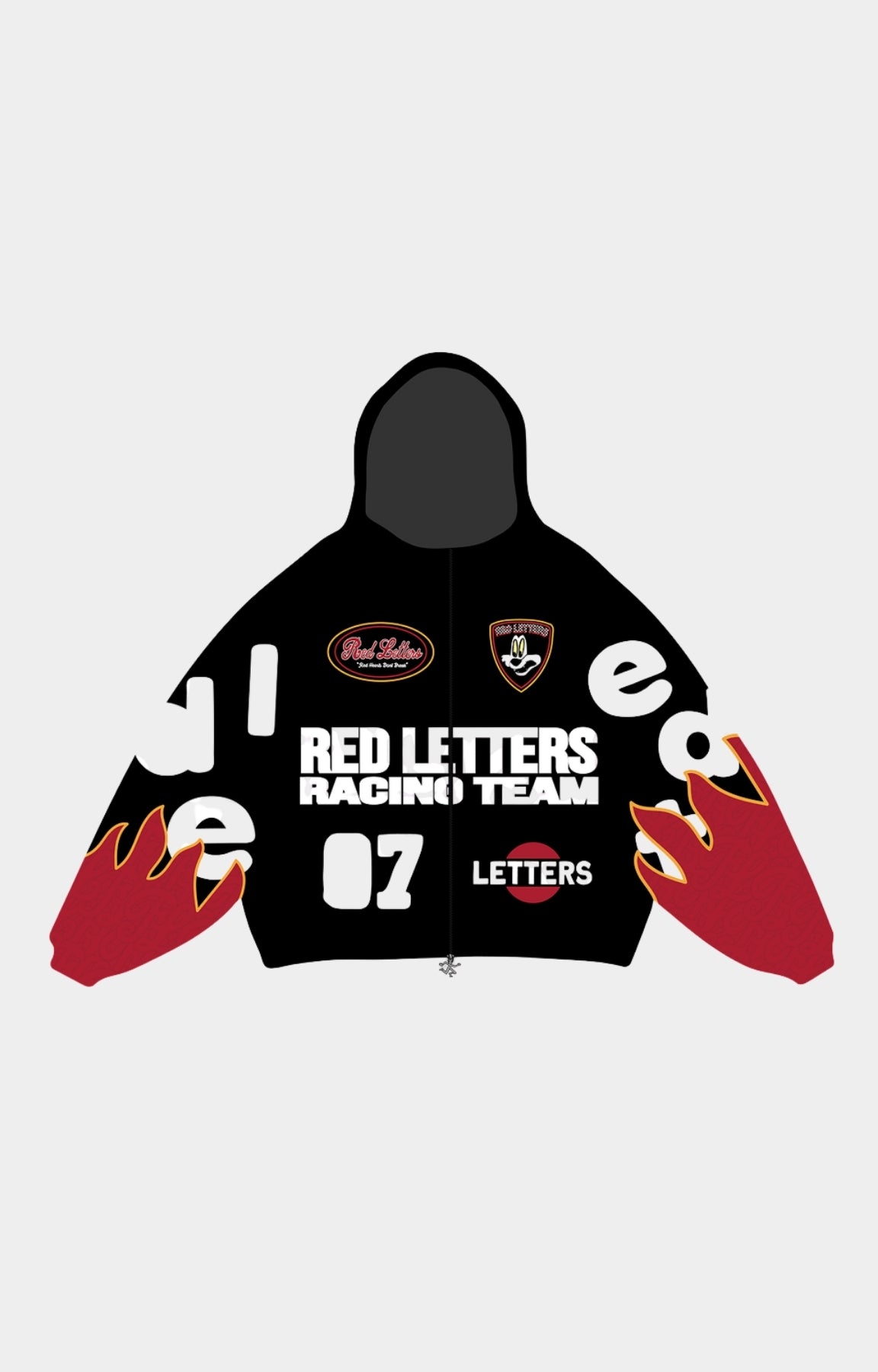 Red Letters Nashcar Scattered Zip Up Hoodie front view