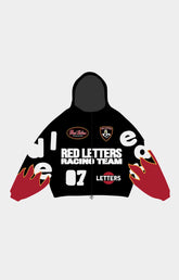 Red Letters Nashcar Scattered Zip Up Hoodie front view