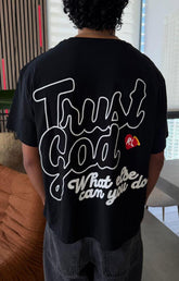 Red Letters Trust God Tee - Black