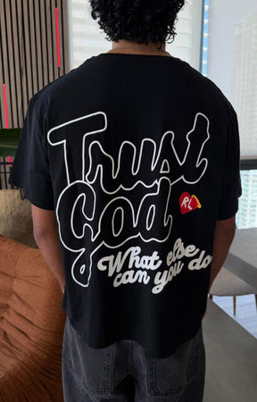 Red Letters Trust God Tee - Black