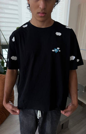 Red Letters Fly Me To The Moon Tee - Black