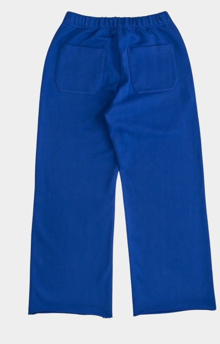 Back view of Red Letters Trust God Pant in royal blue. heavyweight french terry 500 GSM relaxed fit. 