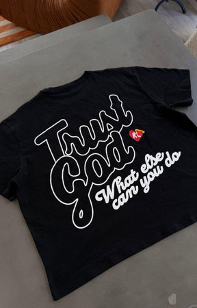 Red Letters Trust God Tee - Black