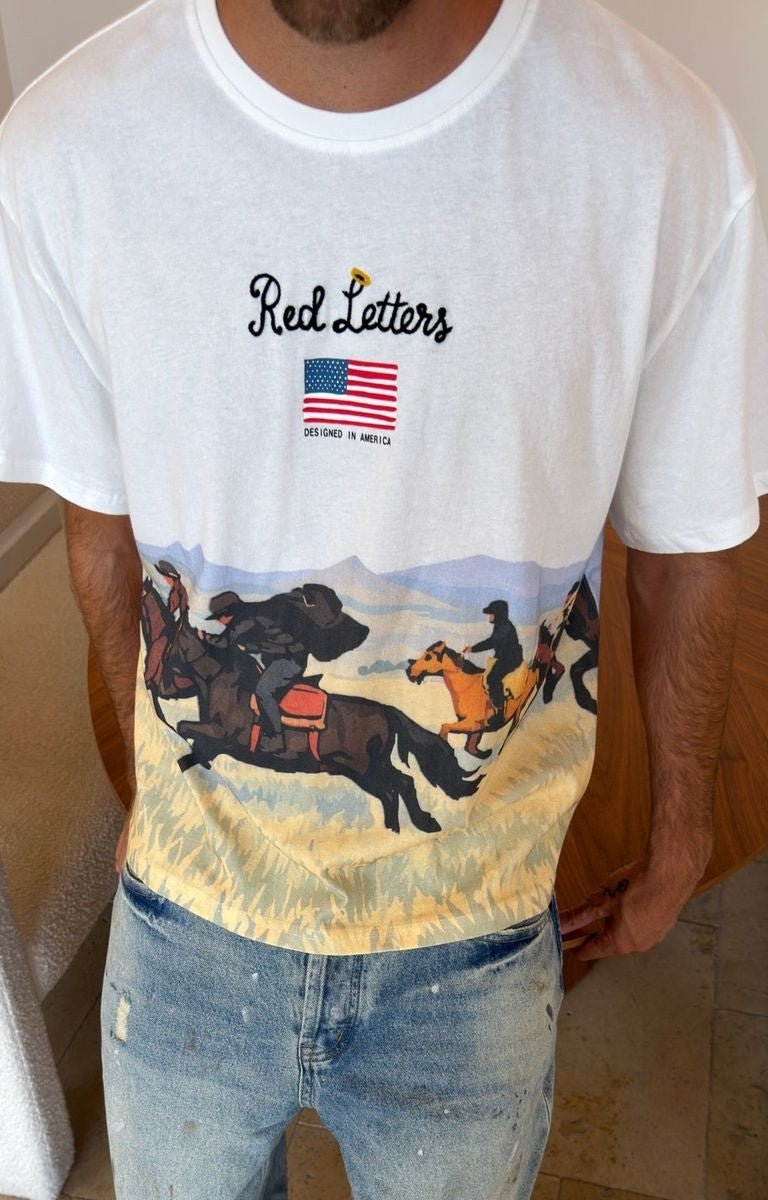 Red Letters The Wild West Tee - Slightly Oversized White Tee